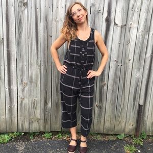 Free People Black Plaid Jumpsuit Small sold out